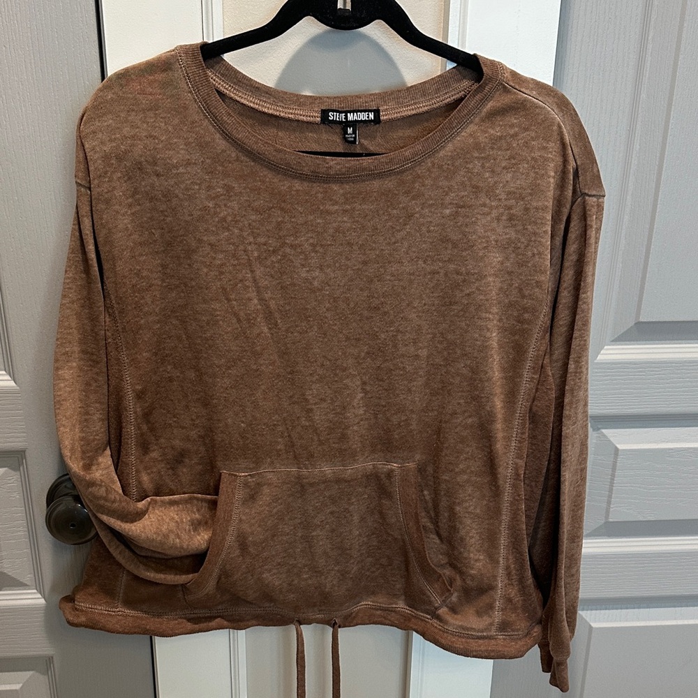 Steve Madden Brown Women's Long sleeve adjustable waist for optional cropped fit